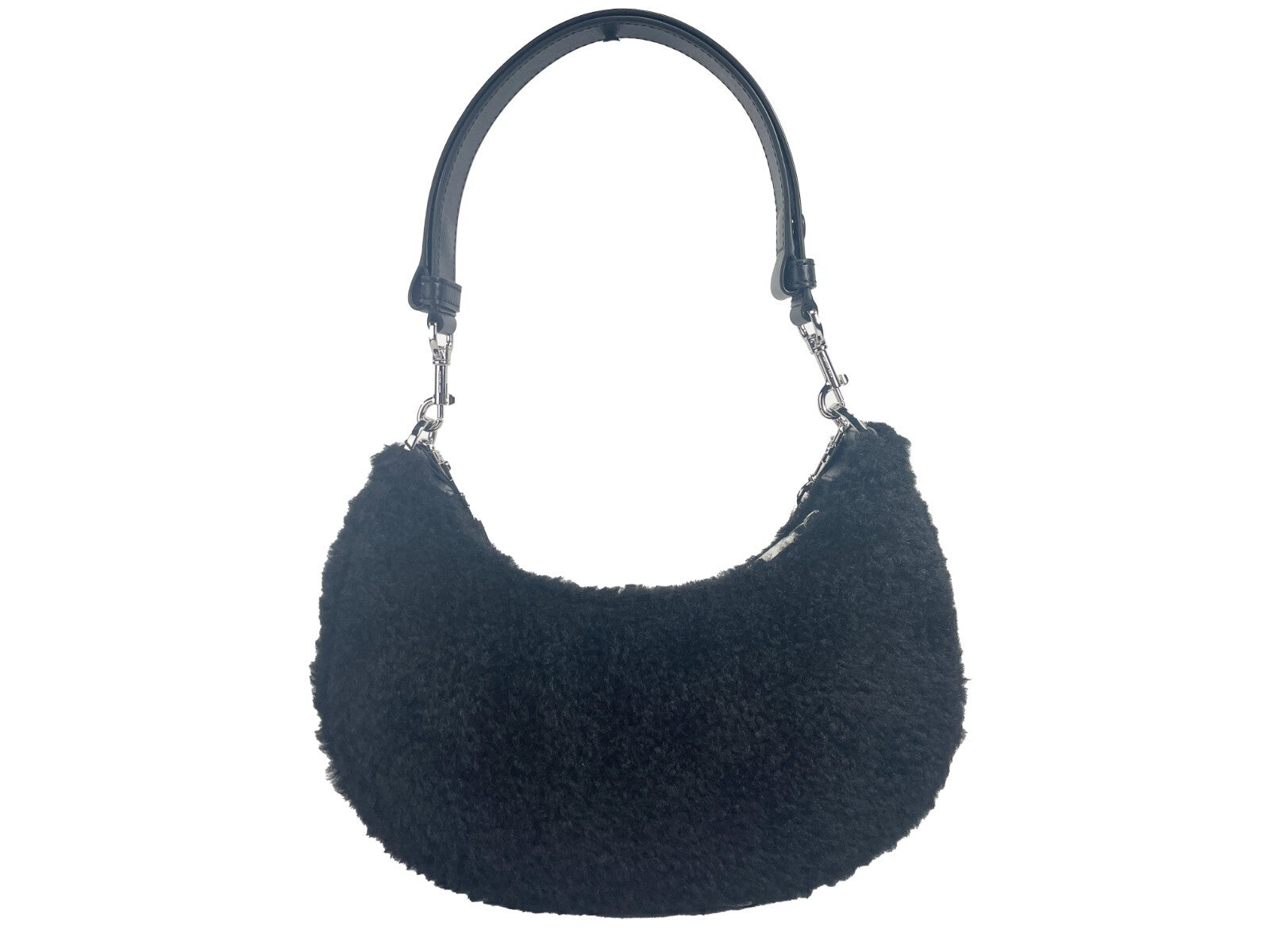 Marc Jacobs The Teddy Curve Bag Purse Silver Faux Fur