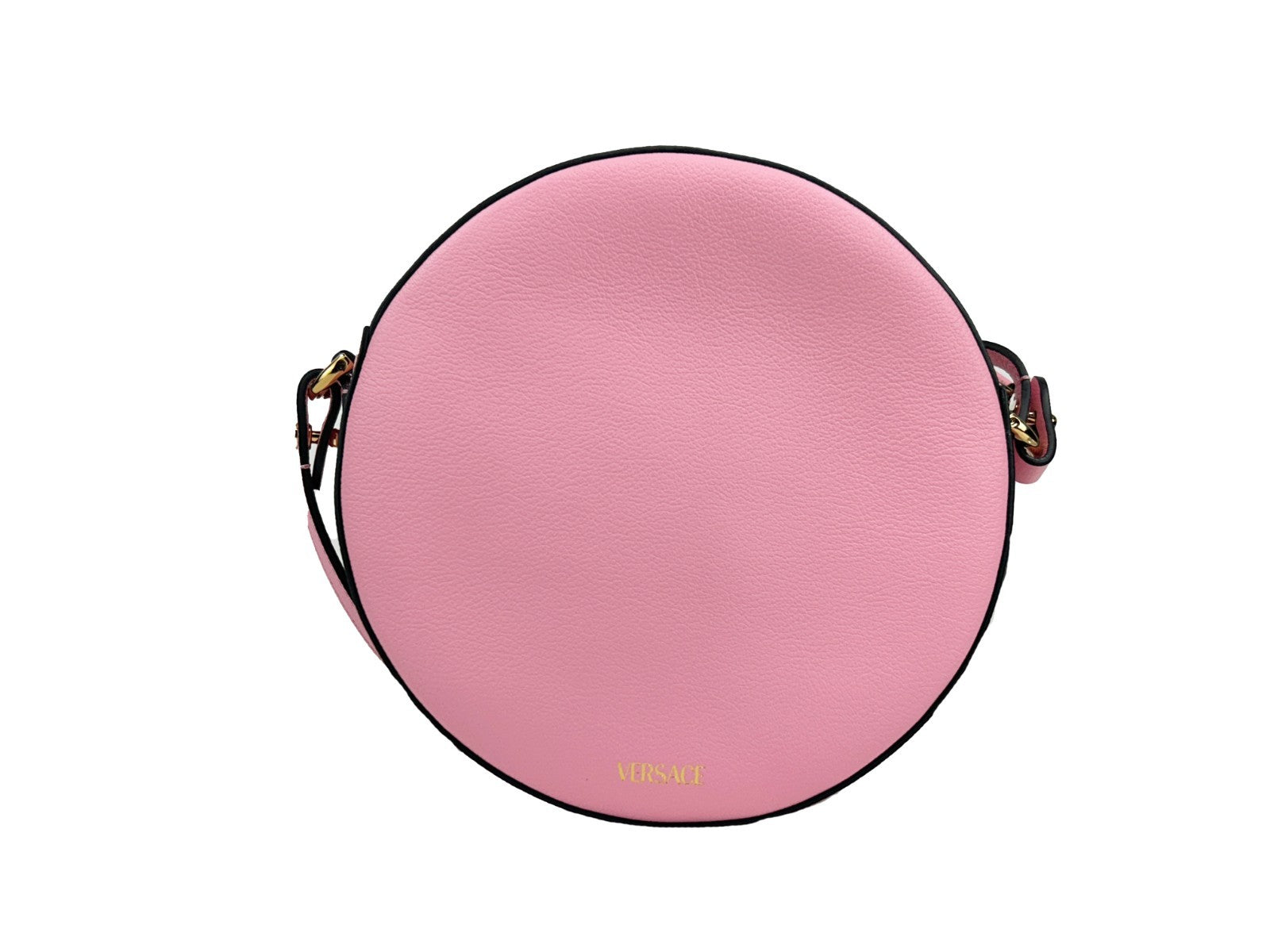 Versace Round Disco Leather Camera Case Crossbody Bag Gold