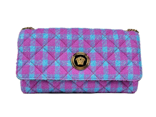 Versace Wool with Leather Trim crossbody bag in pink