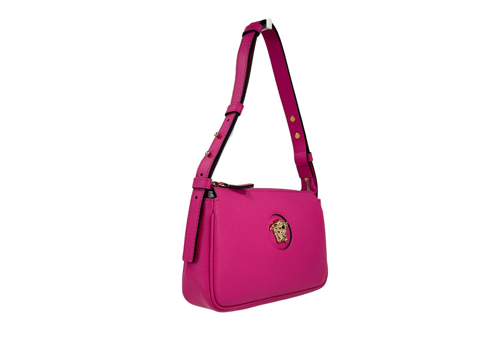Versace La Medusa Vitello Shoulder Bag Purse Gold Leather