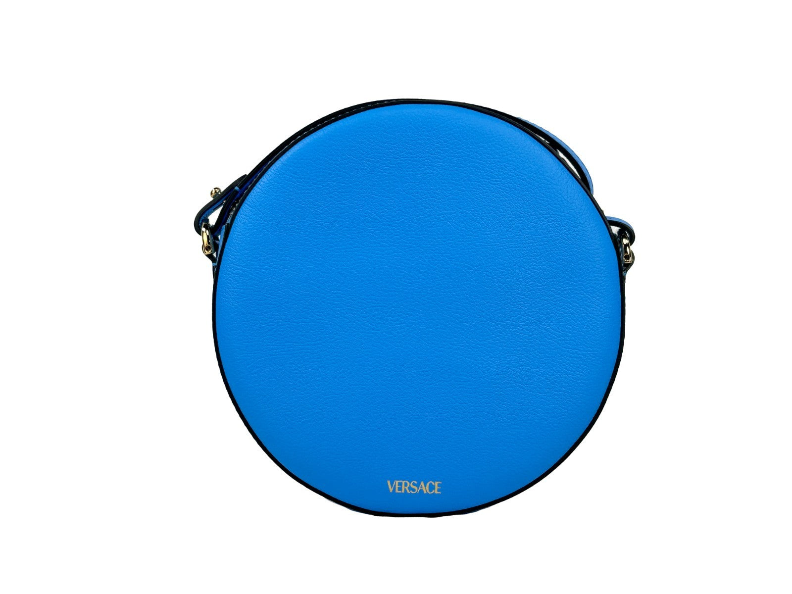 Versace Round Disco Leather Camera Case Crossbody Bag Gold