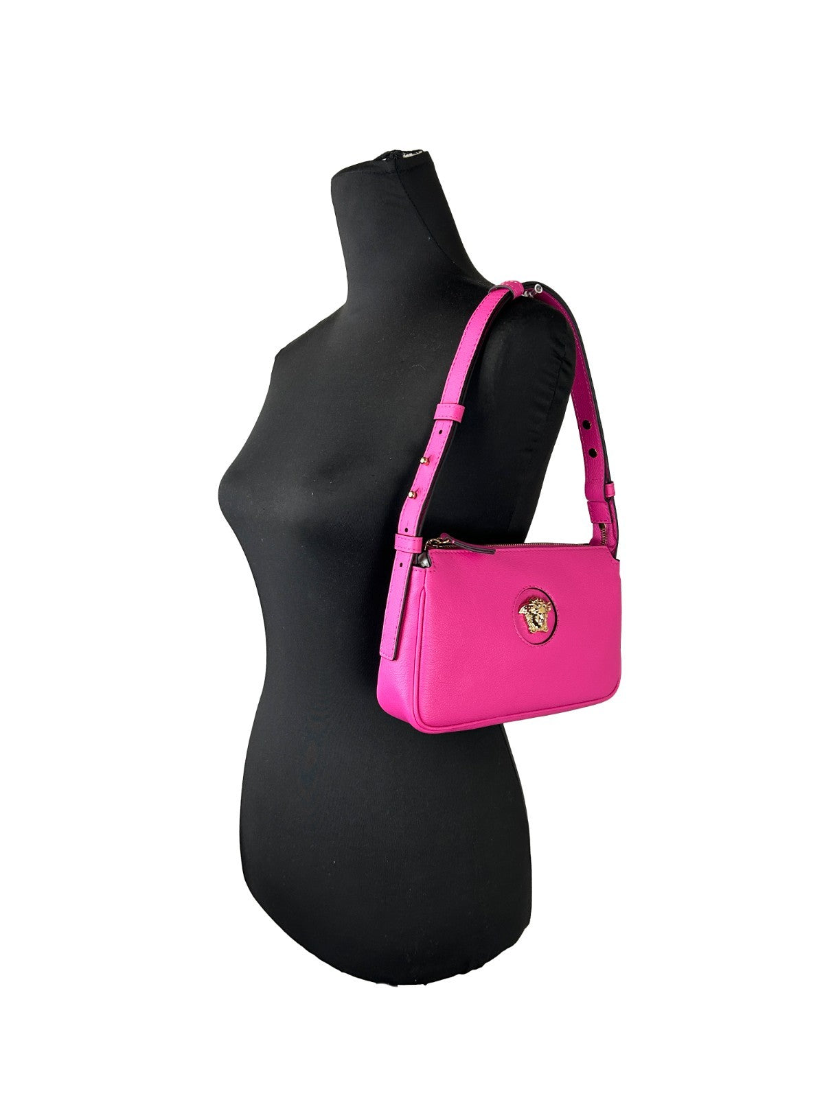 Versace La Medusa Vitello Shoulder Bag Purse Gold Leather