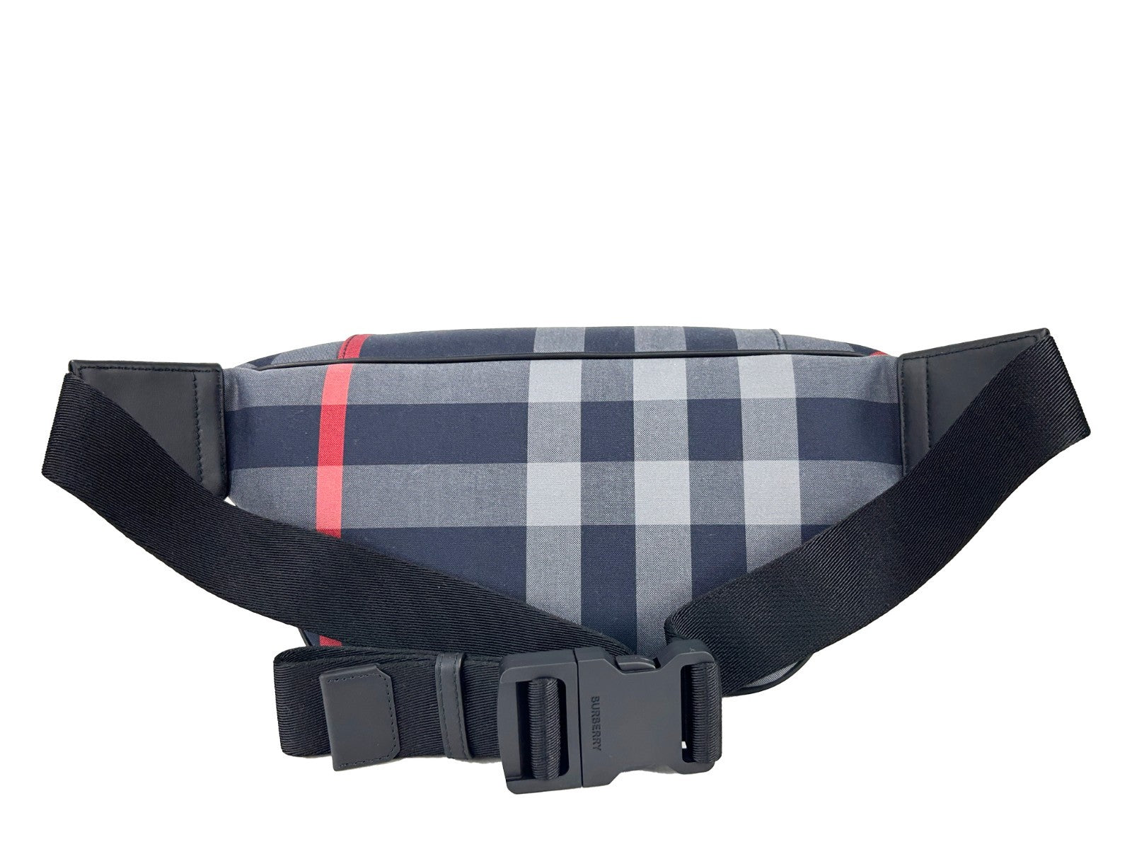Burberry Medium Check Sonny Fanny Belt Bag Silver Canvas
