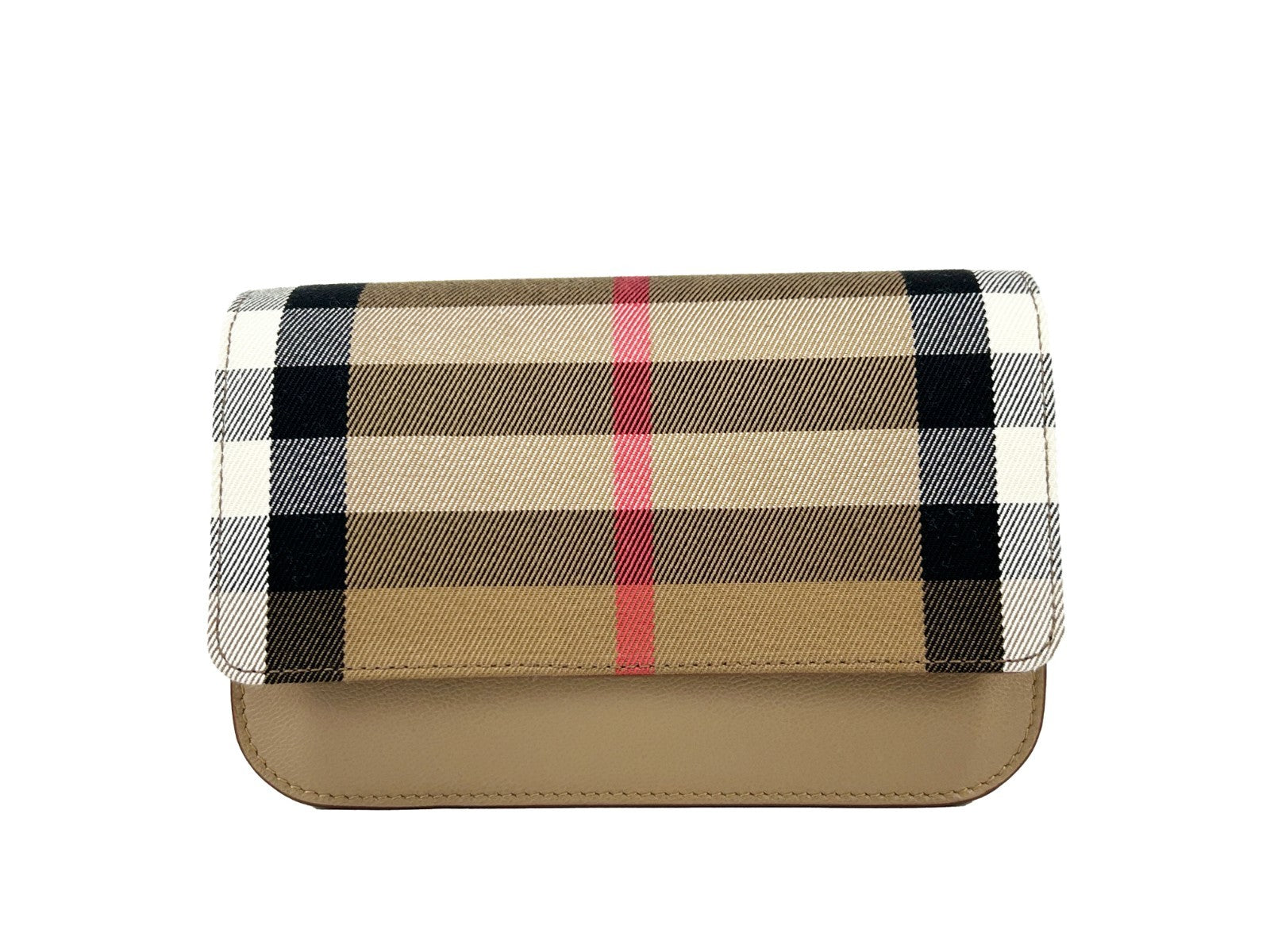 Burberry Small Leather Madison Crossbody Check Bag Gold Canvas