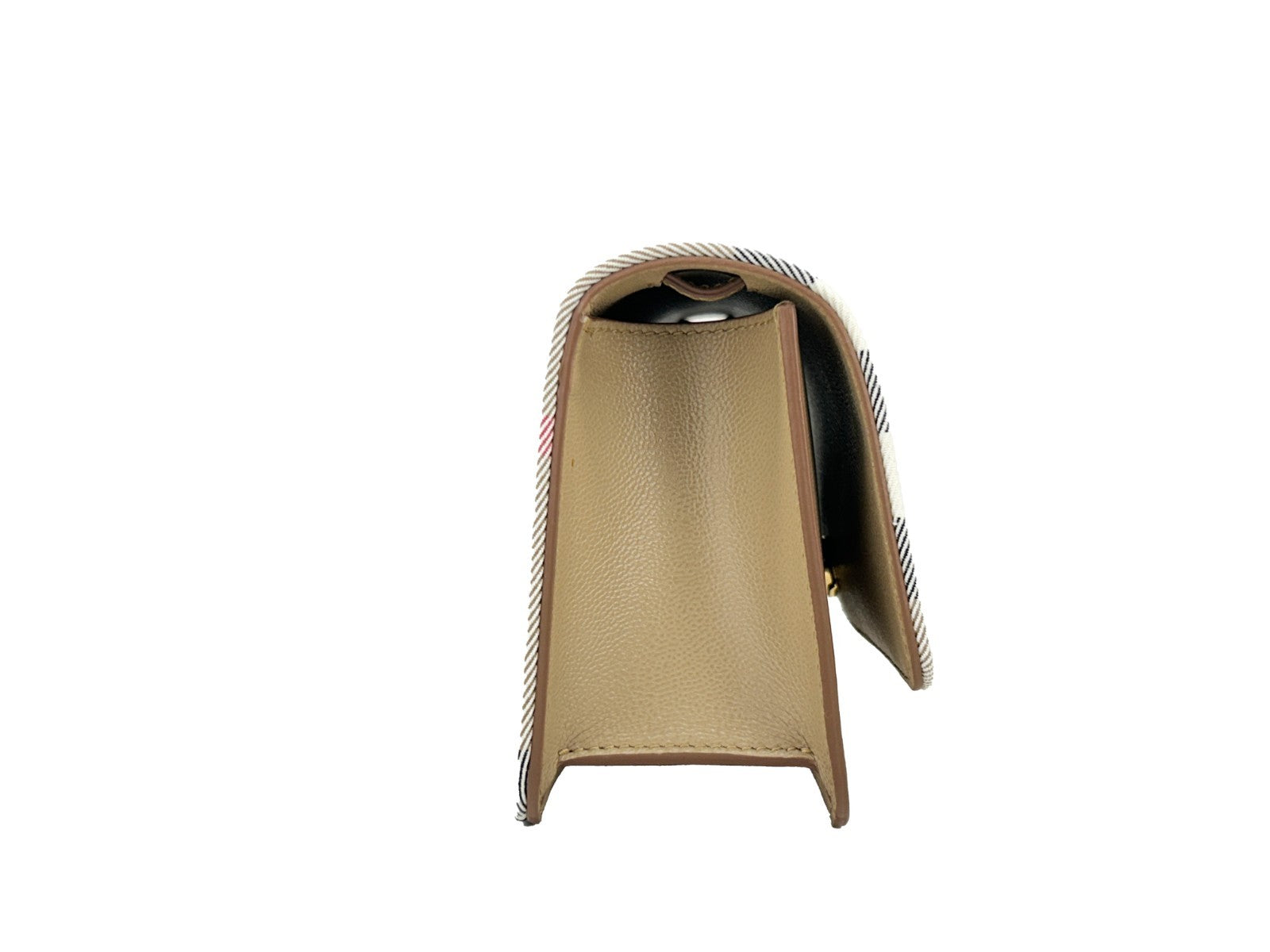 Burberry Small Leather Madison Crossbody Check Bag Gold Canvas