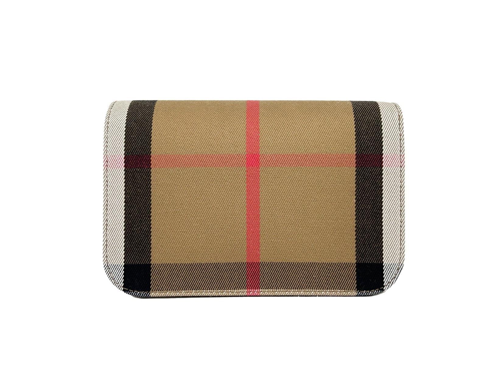 Burberry Small Leather Madison Crossbody Check Bag Gold Canvas