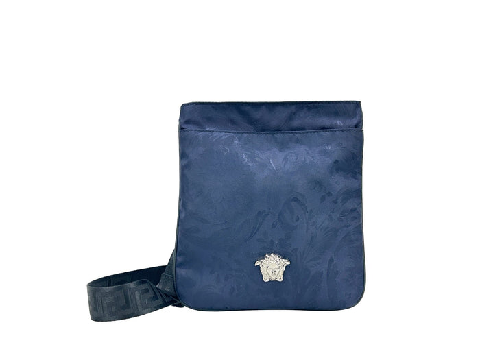 Versace Medusa Flat Crossbody Bag Silver Canvas