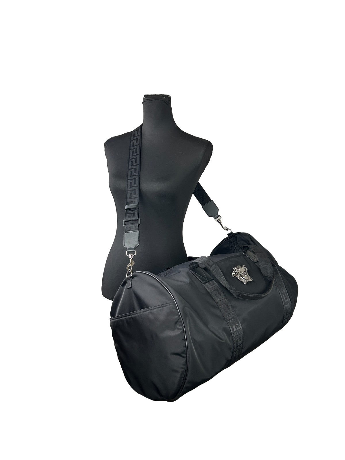 Versace Medusa Large Nylon Duffle Bag Silver