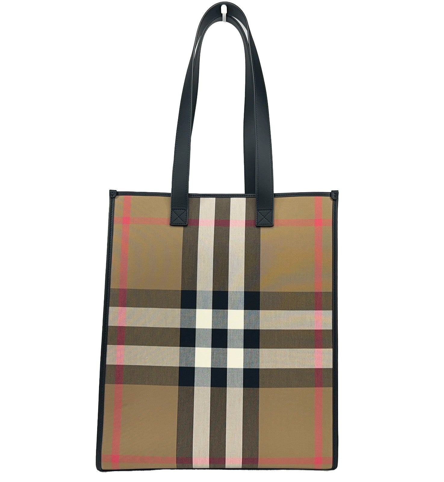 Burberry Medium Ns Book Tote Bag Purse Silver Canvas