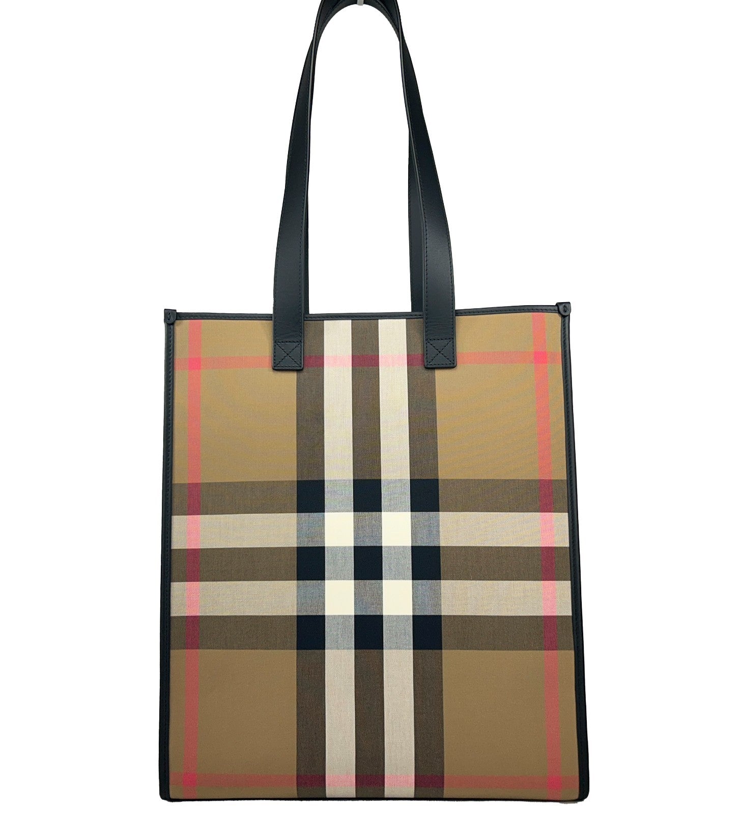 Burberry Medium Ns Book Tote Bag Purse Silver Canvas