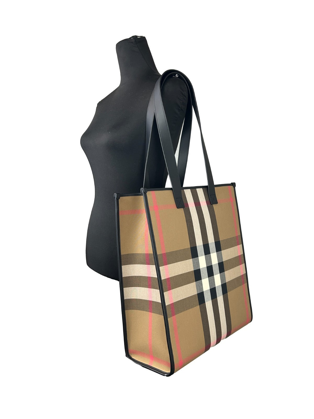 Burberry Medium Ns Book Tote Bag Purse Silver Canvas