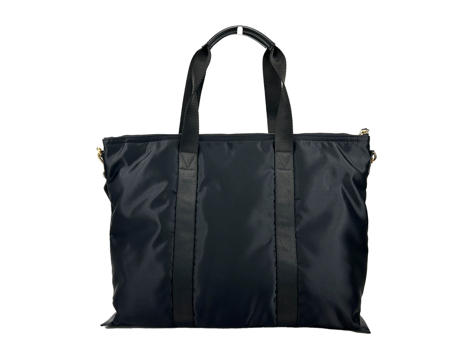 Versace Black Nylon Fabric La Medusa Shoulder Tote Bag Gold