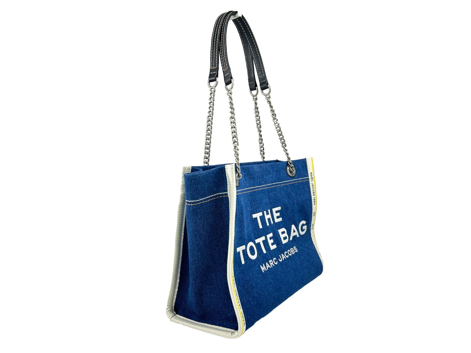 Marc Jacobs Denim Chain Medium The Tote Bag Silver
