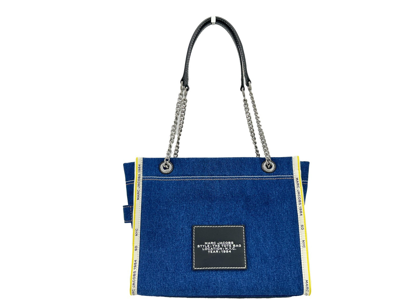 Marc Jacobs Denim Chain Medium The Tote Bag Silver