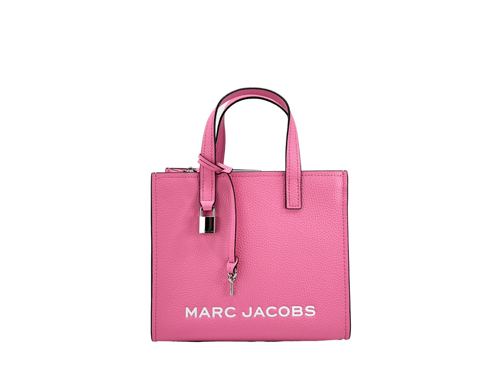 Marc Jacobs Mini Grind Pink Leather Crossbody Bag Purse Silver