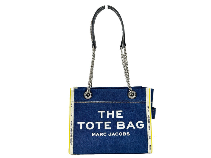Marc Jacobs Denim Chain Small The Tote Bag Silver