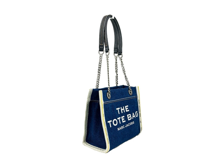 Marc Jacobs Denim Chain Small The Tote Bag Silver