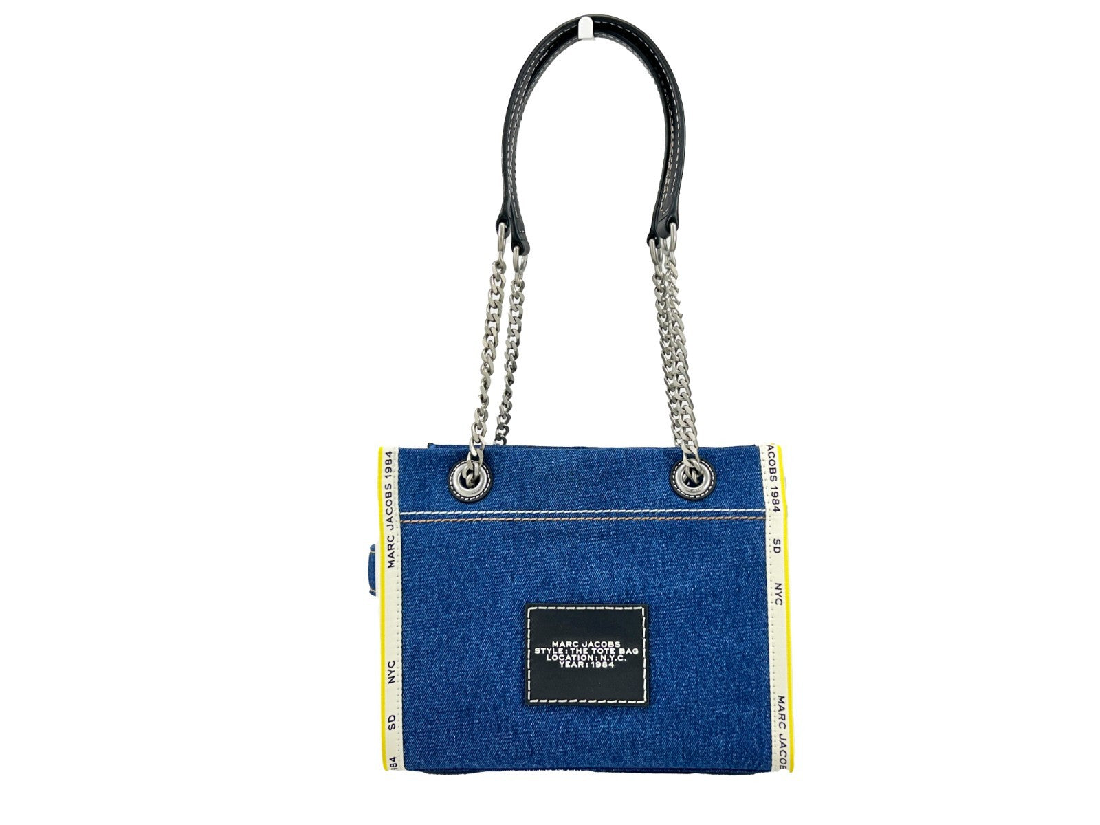 Marc Jacobs Denim Chain Small The Tote Bag Silver