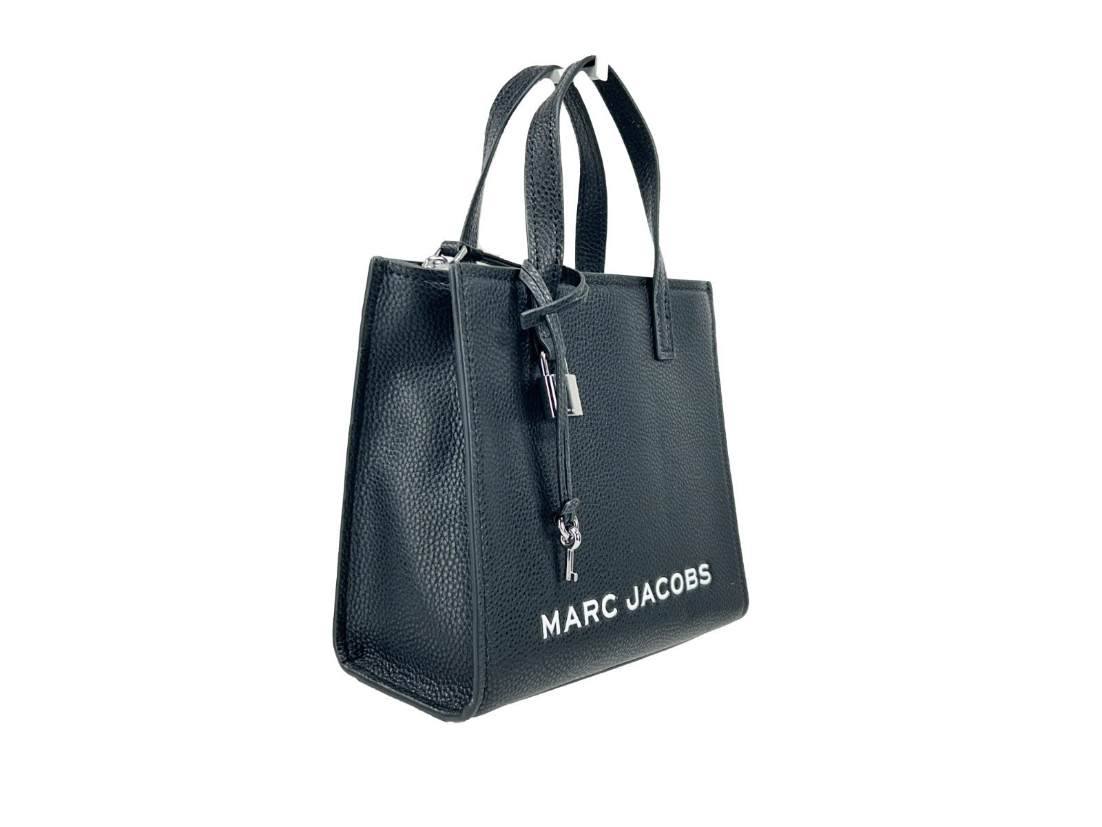 Marc Jacobs Mini Grind Black Leather Crossbody Bag Silver