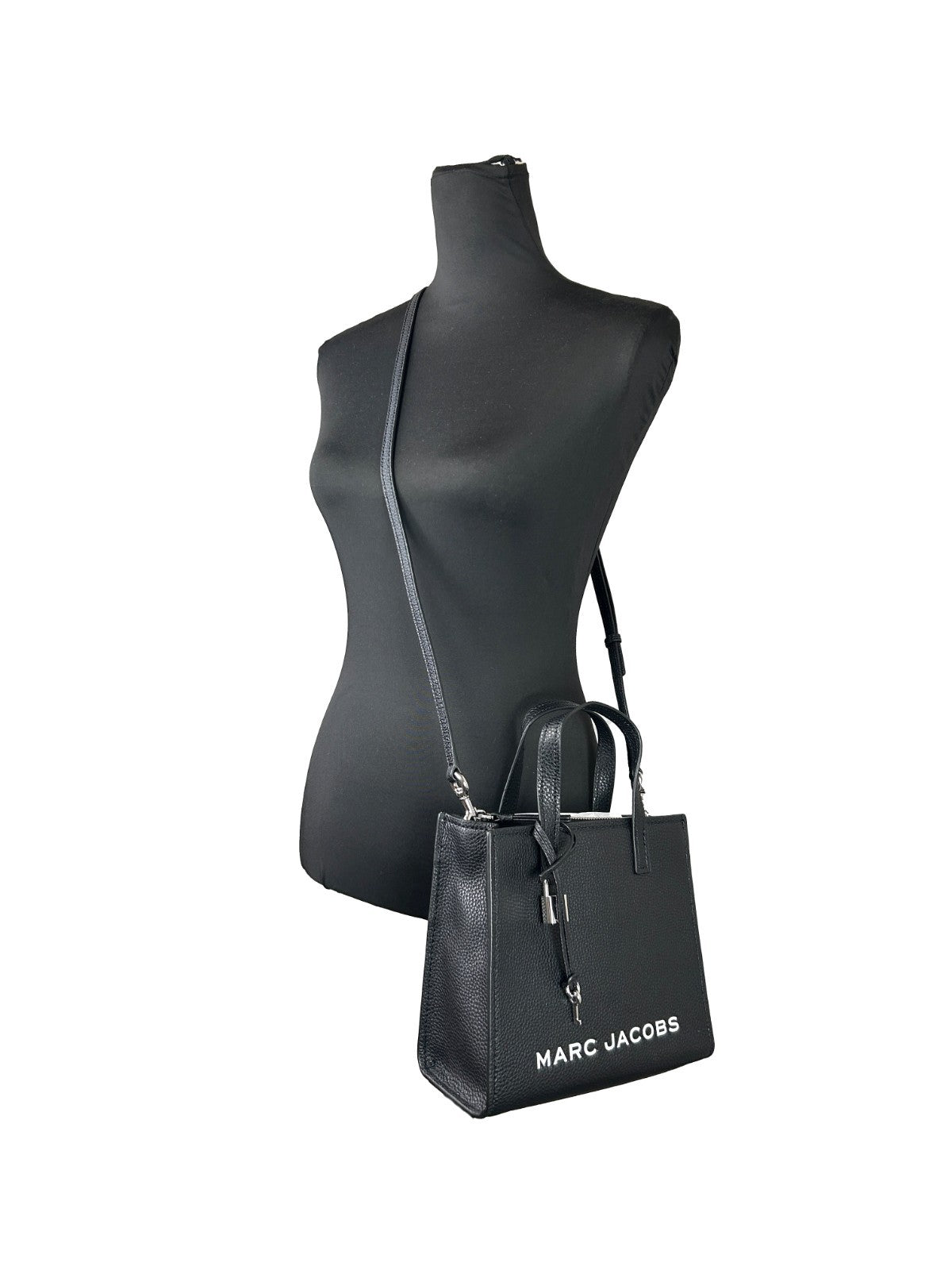 Marc Jacobs Mini Grind Black Leather Crossbody Bag Silver