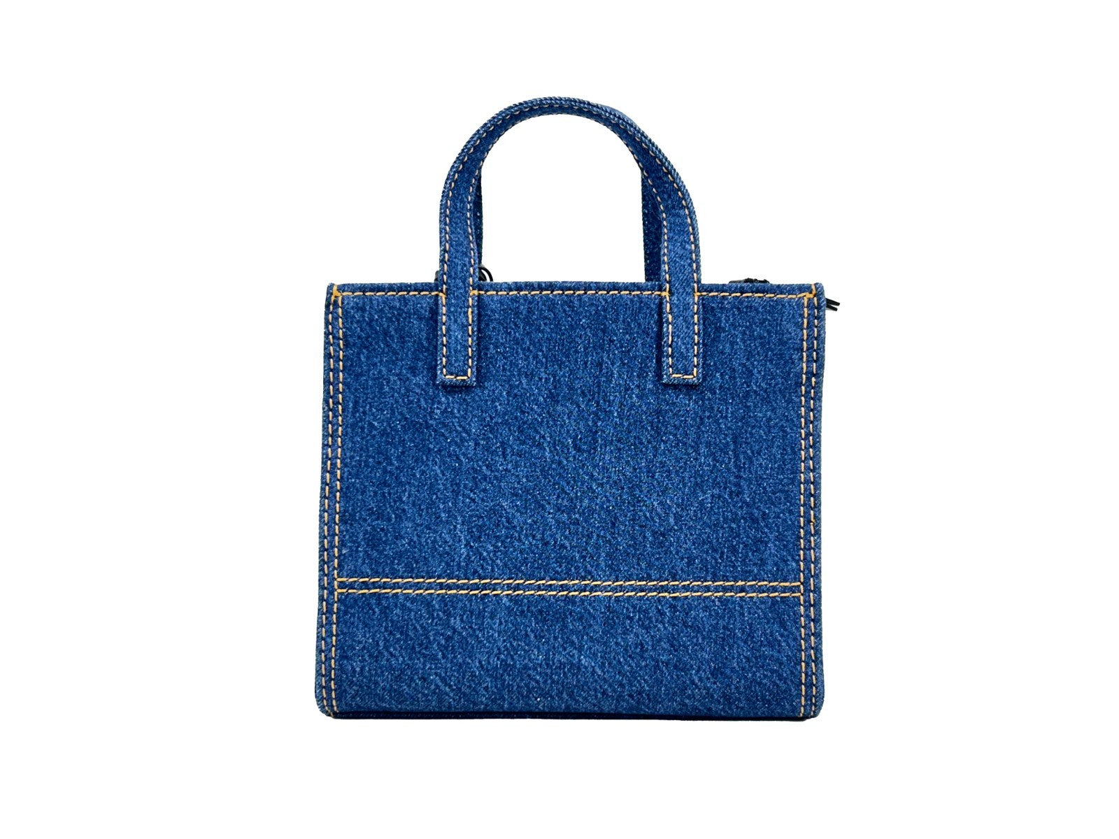Marc Jacobs Denim Mini Grind Tote Bag Purse Silver