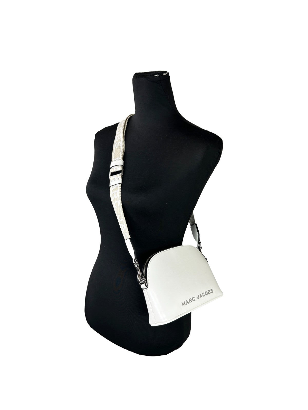 Marc Jacobs Small Leather Dome Crossbody Bag Silver
