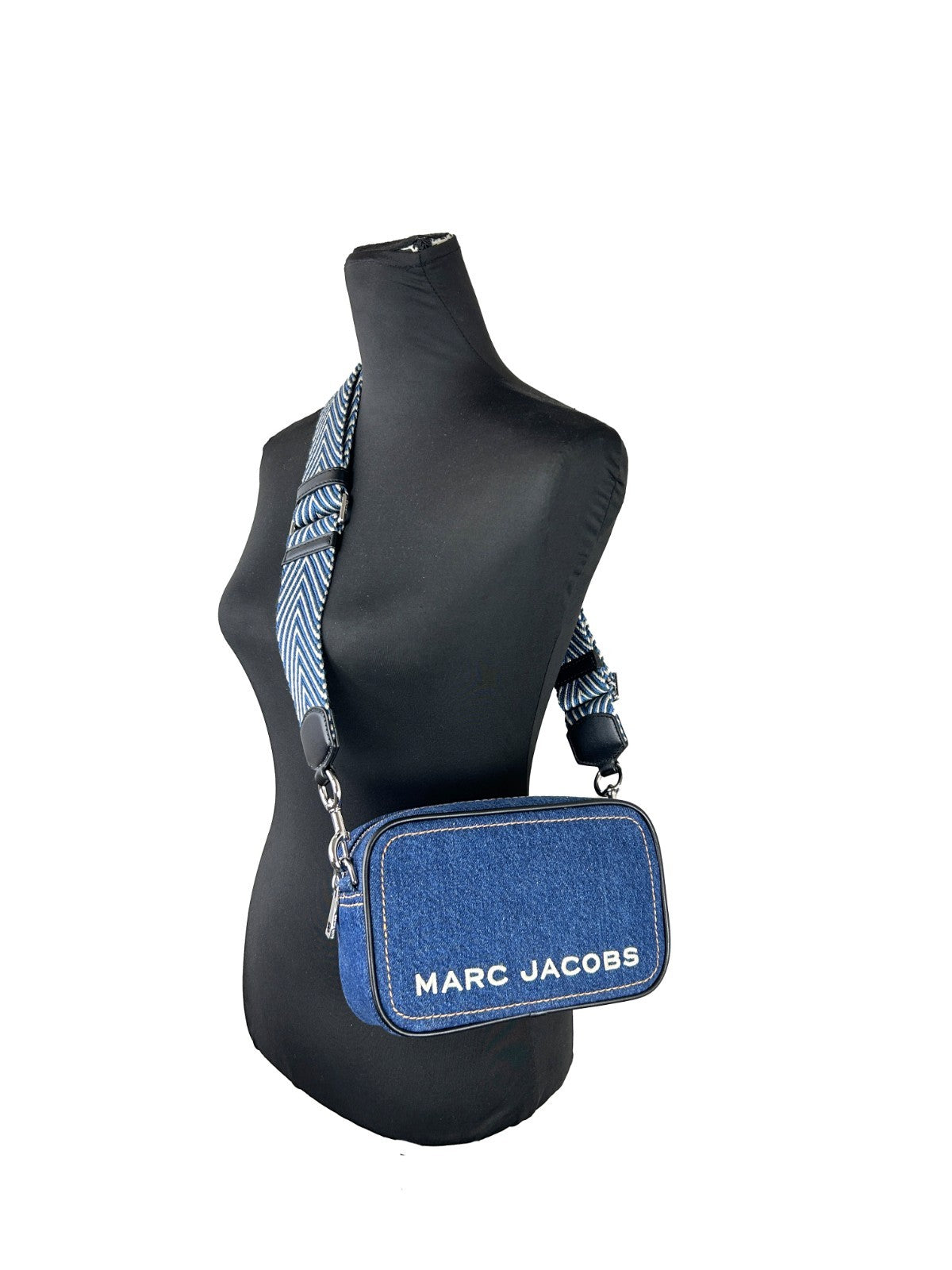 Marc Jacobs Flash Denim Camera Crossbody Bag Purse Silver