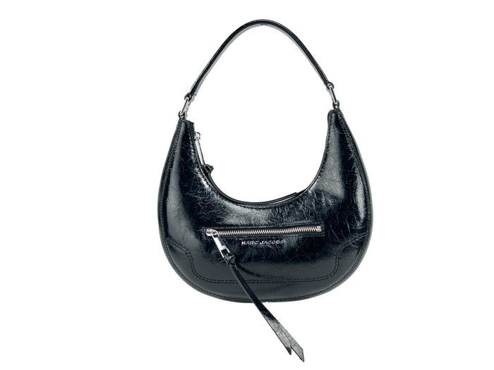 Marc Jacobs Cruiser Small Crescent Crinkle Leather Bag Silver