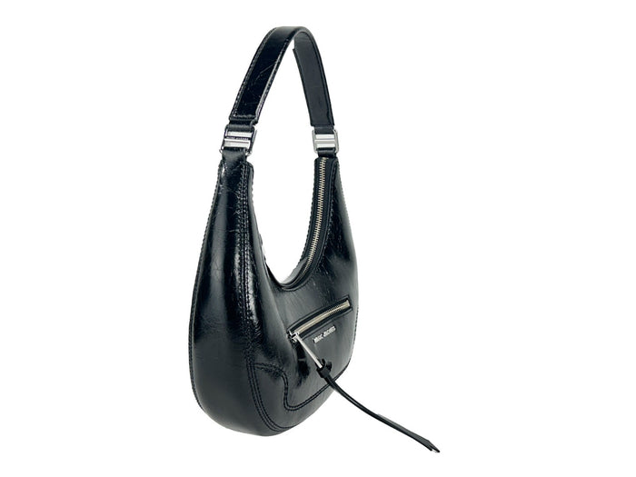 Marc Jacobs Cruiser Small Crescent Crinkle Leather Bag Silver