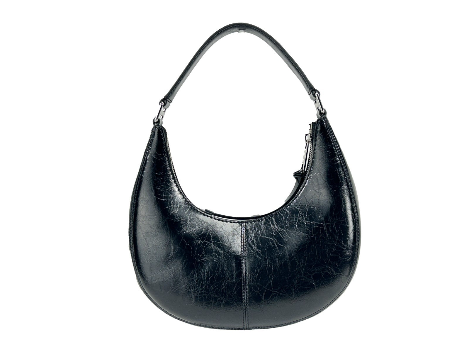 Marc Jacobs Cruiser Small Crescent Crinkle Leather Bag Silver