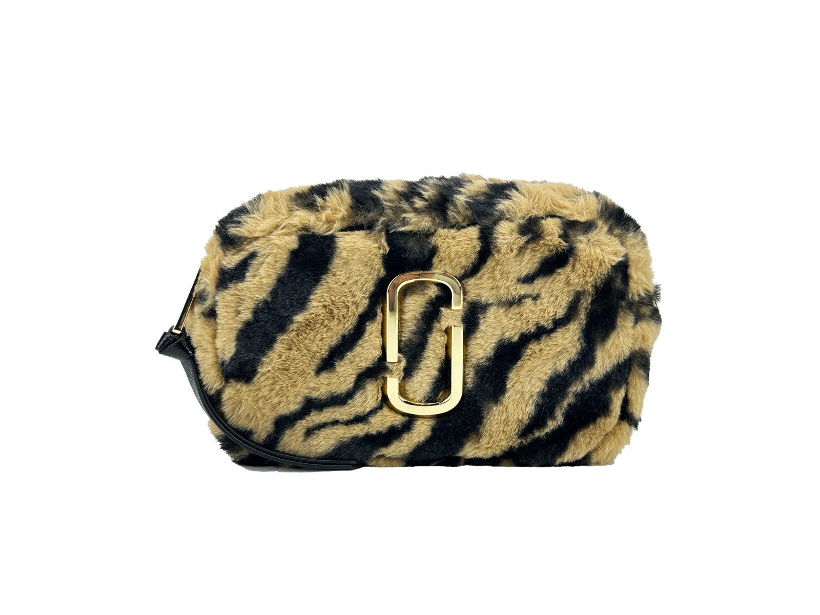 Marc Jacobs The Snapshot Tiger Fur Crossbody Bag Gold Faux