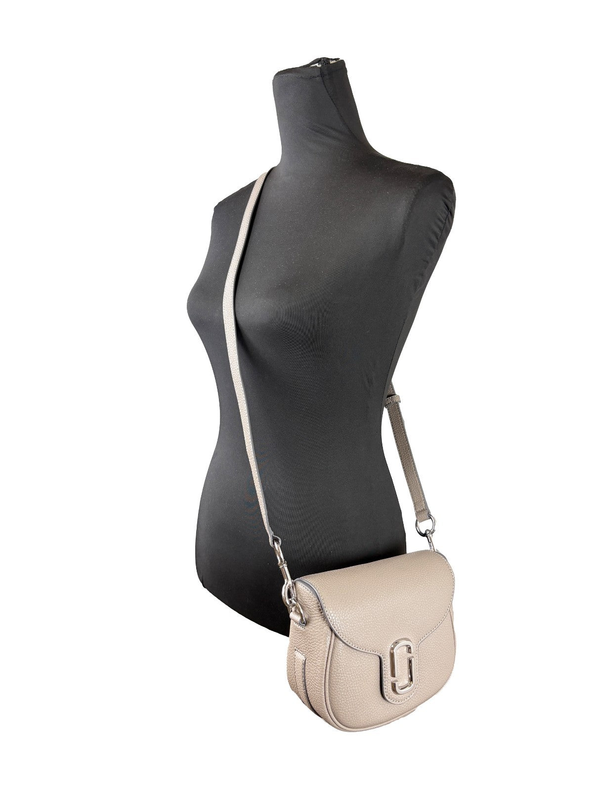 Marc Jacobs Leather Saddle Crossbody Bag Silver