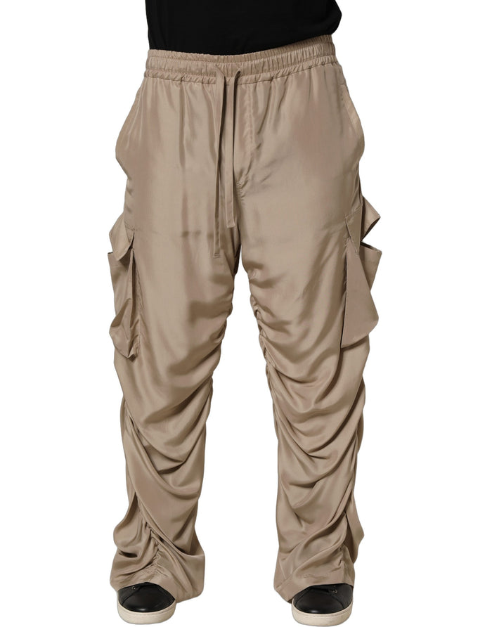 Dolce & Gabbana 100% Silk joggers in brown — view 2