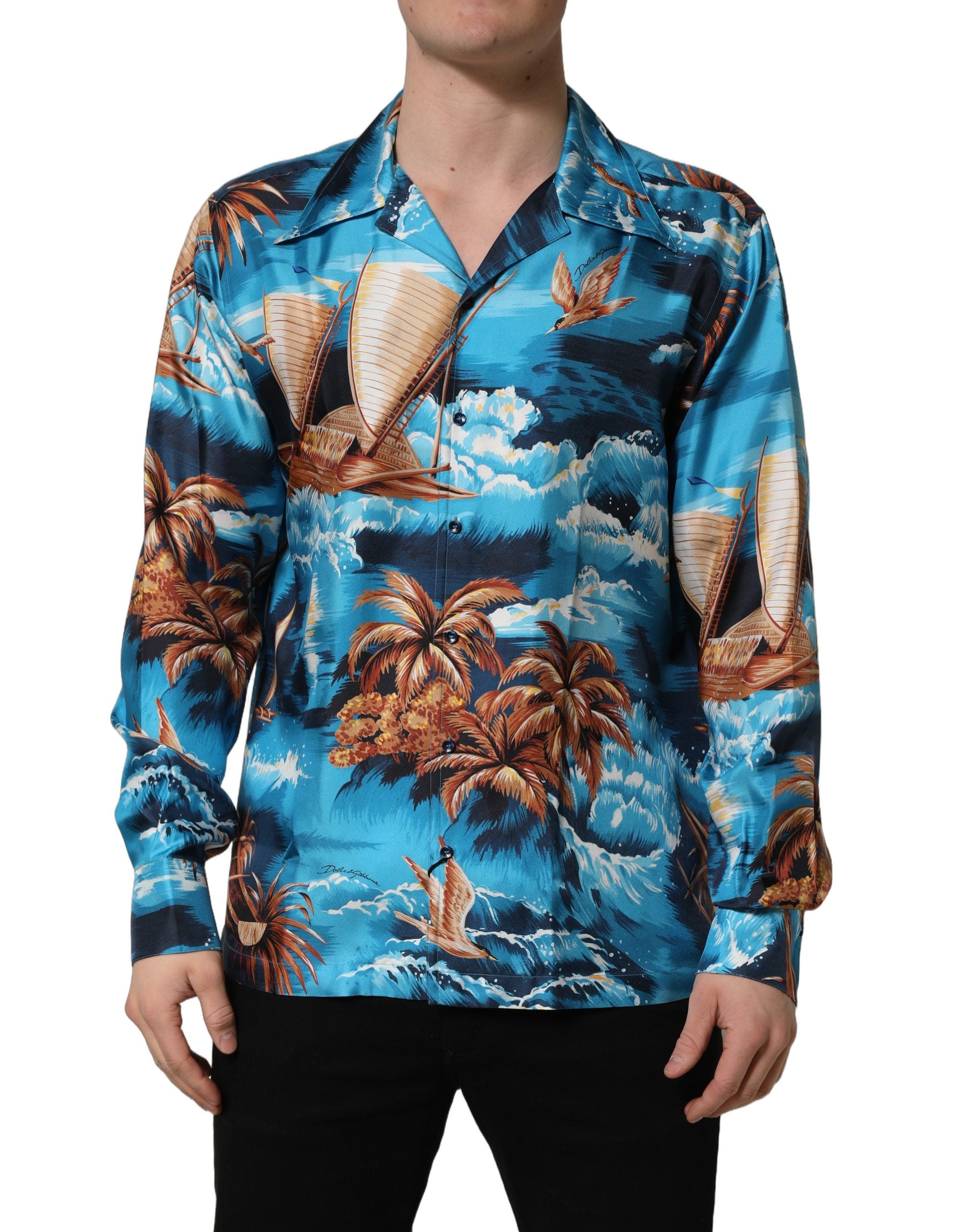 Dolce & Gabbana 100% Silk shirt in blue — view 5