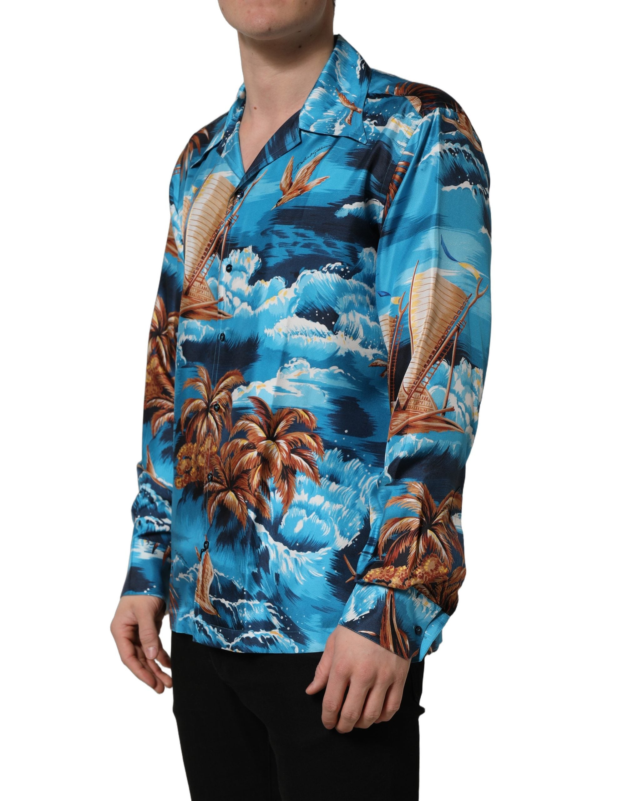 Dolce & Gabbana 100% Silk shirt in blue — view 6