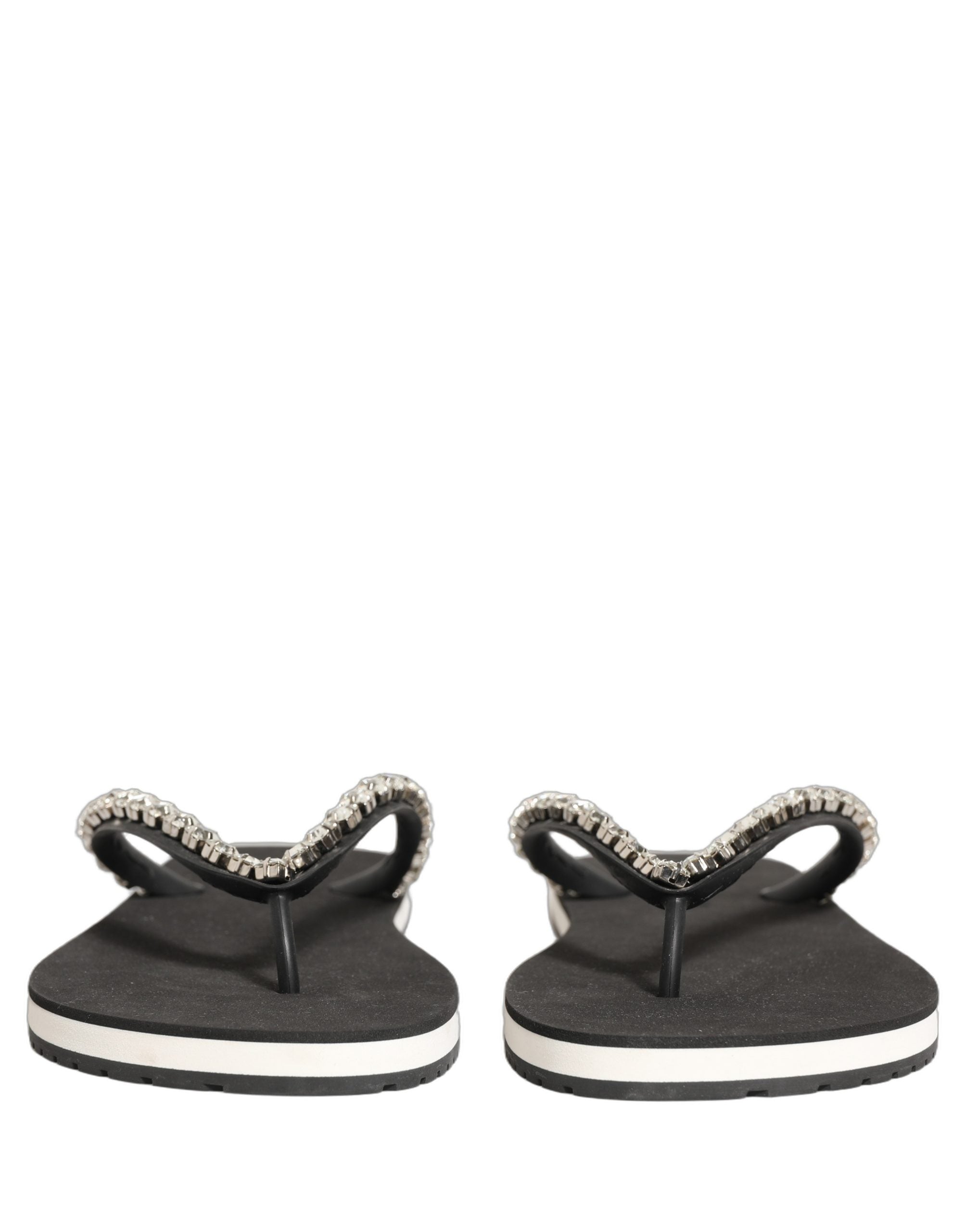 Dolce & Gabbana Rhinestone-Embellished Rubber Sandals — Black