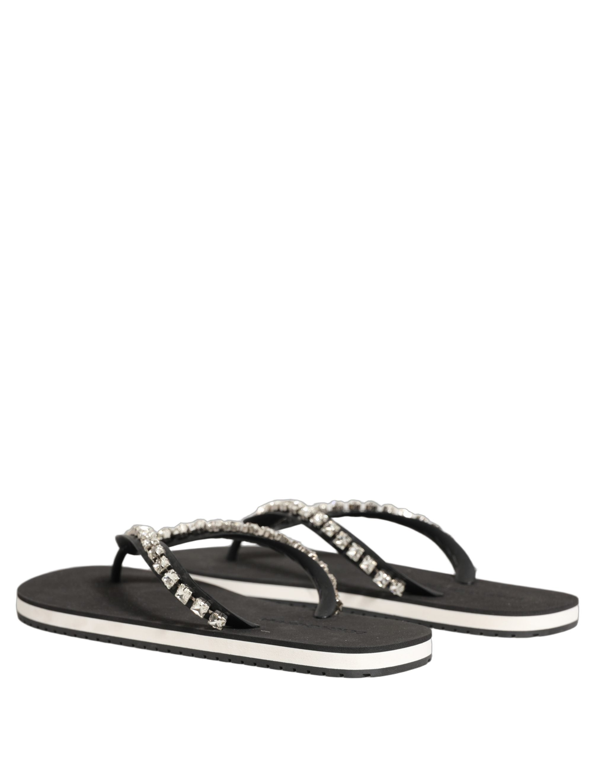Dolce & Gabbana Rhinestone-Embellished Rubber Sandals — Black