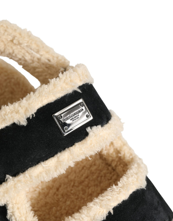 Dolce & Gabbana Faux Fur flat in beige