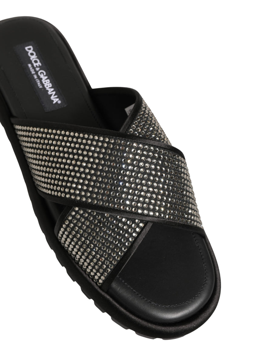Dolce & Gabbana Leather slide sandal in black