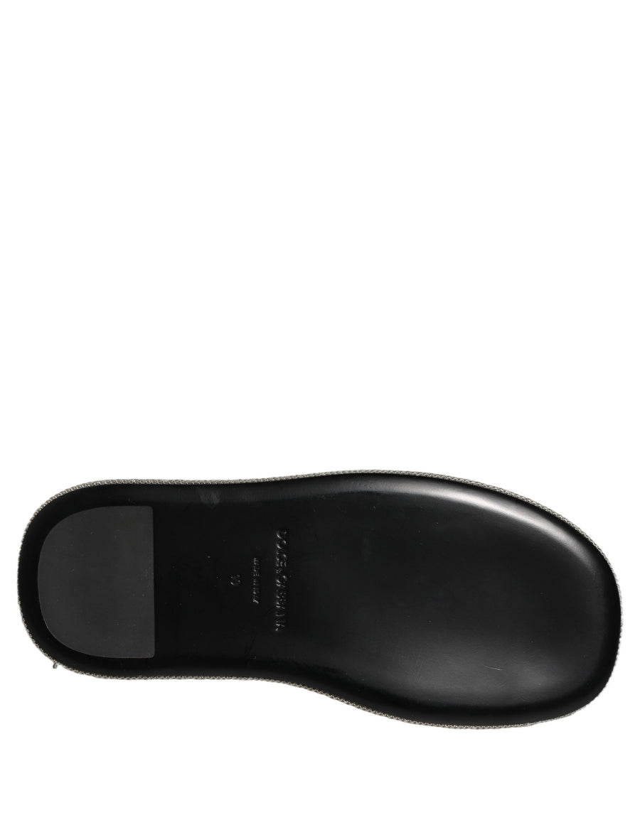 Dolce & Gabbana 90% Cotton 10% Goat Leather slides in black