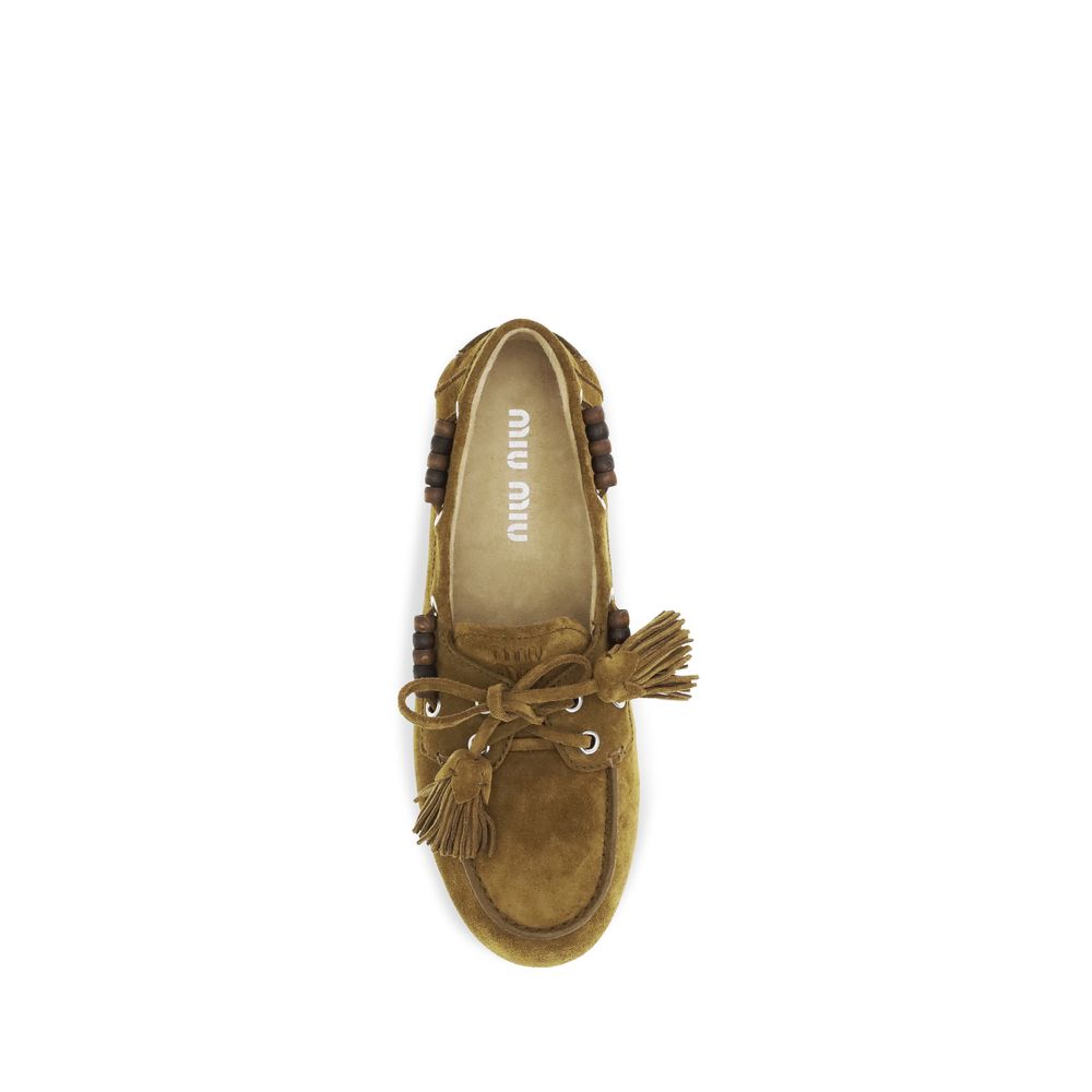Miu Miu 100% Calf Leather Bos Taurus loafer in beige — view 4
