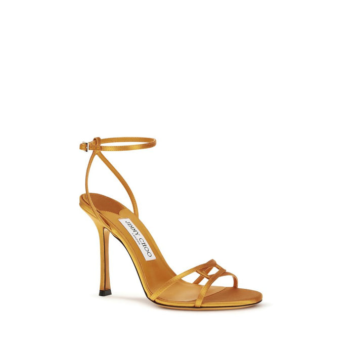 Jimmy Choo 100% Silk heel sandal in orange — view 2
