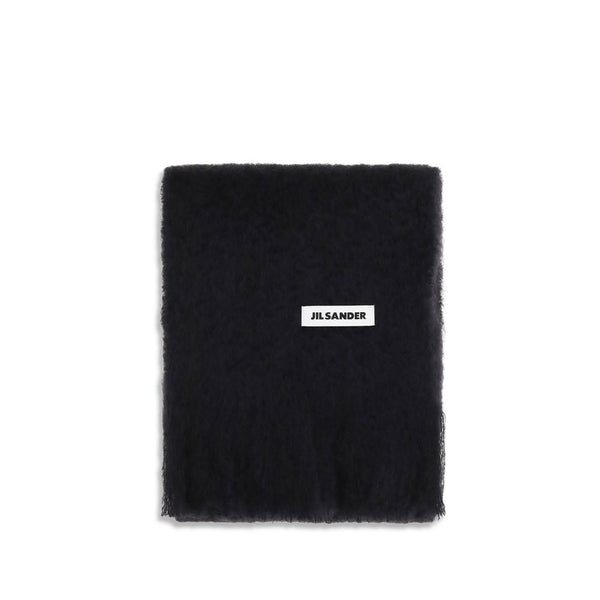 Jil Sander 100% Wool Ovis Aries scarf in black