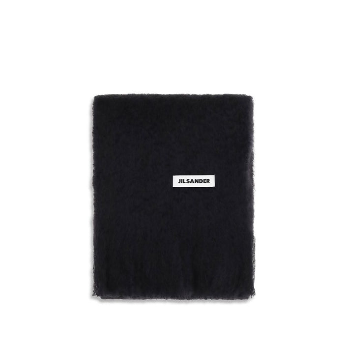Jil Sander 100% Wool Ovis Aries scarf in black