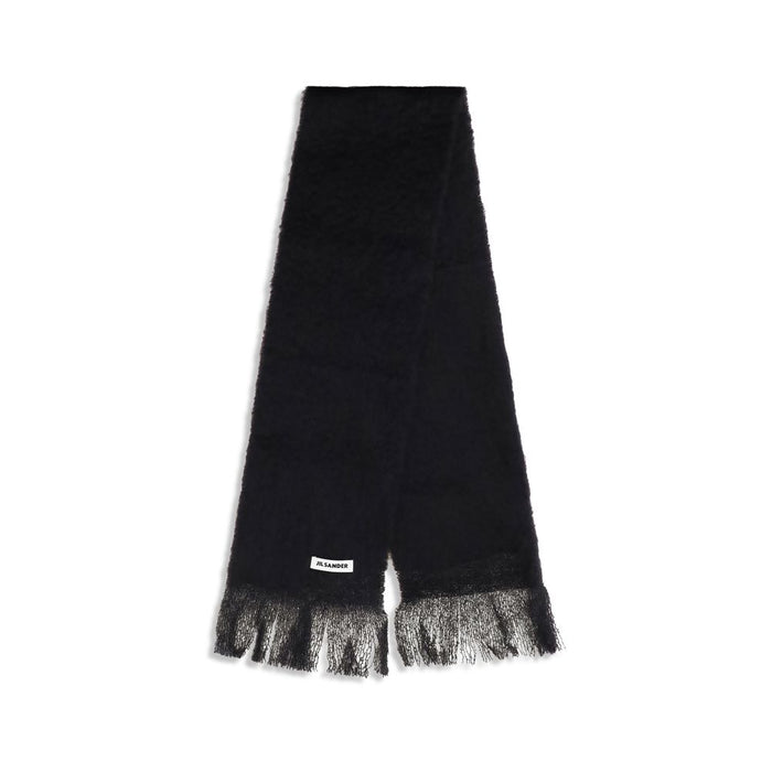 Jil Sander 100% Wool Ovis Aries scarf in black — view 2
