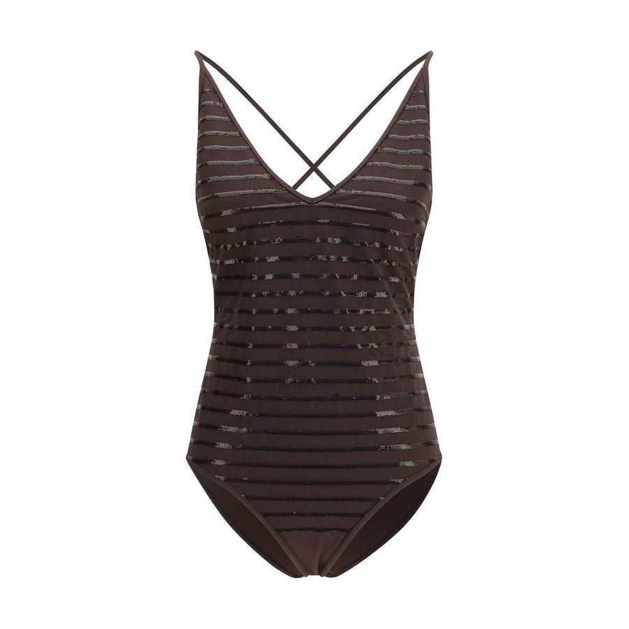 Brunello Cucinelli 75% Nylon swimsuit in brown