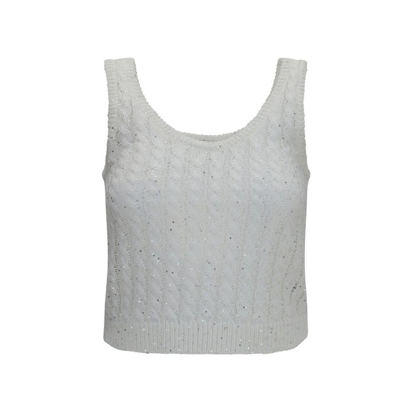 Brunello Cucinelli 94% Linen 6% Nylon tank top in white