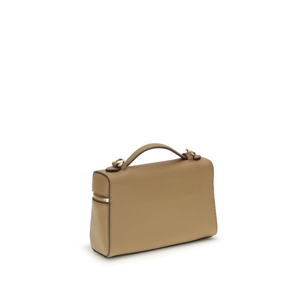 Tory Burch 100% Calf Leather Bos Taurus top handle bag in beige — view 3