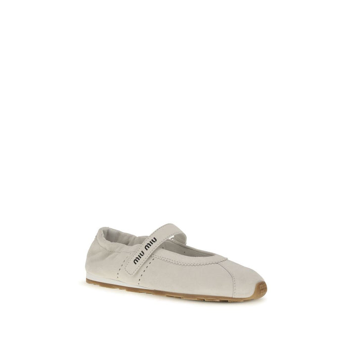 Miu Miu 100% Calf Leather Bos Taurus ballet flat in white — view 2