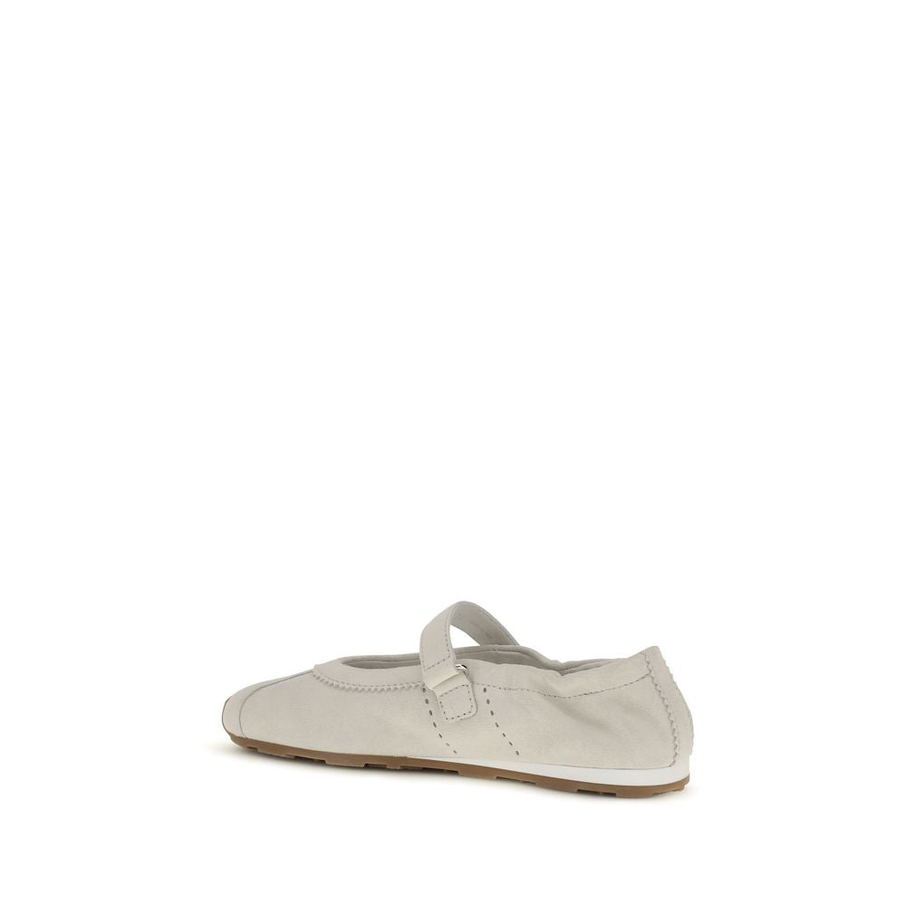 Miu Miu 100% Calf Leather Bos Taurus ballet flat in white — view 3